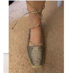 Zara Glitter Lace up Flat Shoes